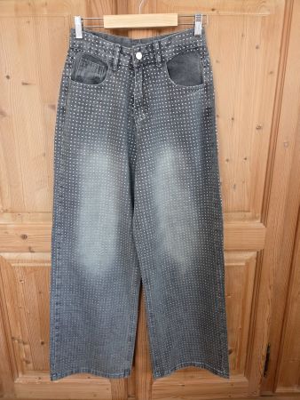 Coole Jeans mit Strass-Details, Wide Leg, Grösse 36/S