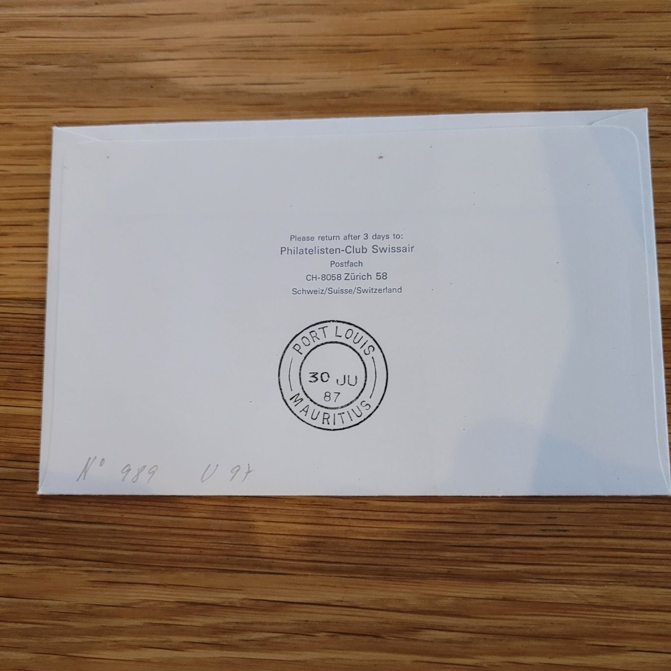 Tutti i francobolli: Luftpost Brief 1987 Genève Mauritius – Usato da Biel/Bienne venduto da Destockweb 1