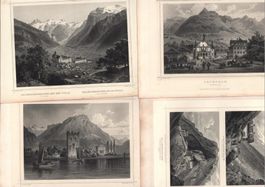 Unterwalden 4 Stahlstiche von Rohbock