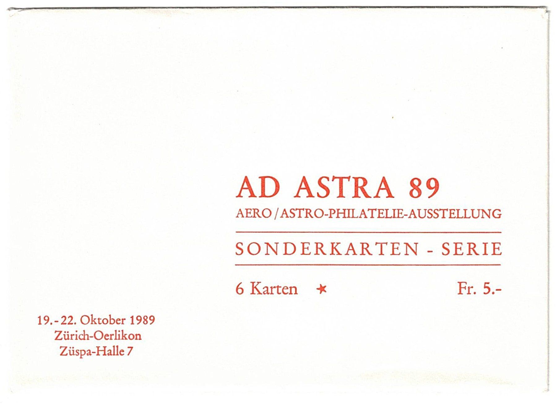 Ansichtskarten: Kartenset AD ASTRA 89 – Gebraucht aus Gossau ZH von granby