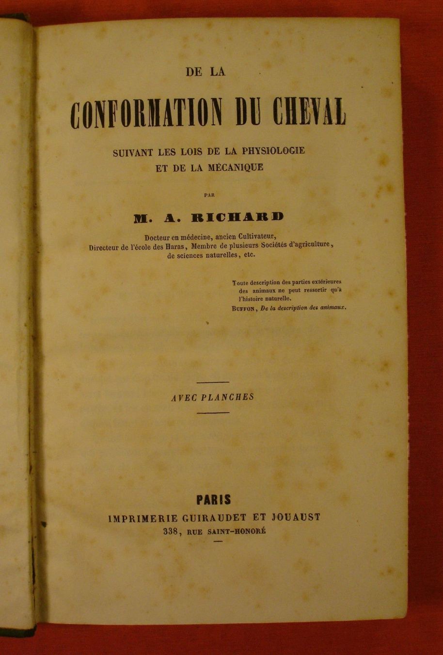 Libri: DE LA CONFORMATION DU CHEVAL, um 1860, PFERD – Usato da Grüningen venduto da Kartensammler