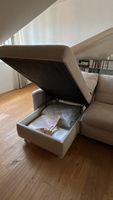 Ecksofa mit Schlaffunktion und Bettkasten beige neuwertig