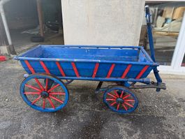 Leiterwagen Marktwagen Holz Charette, Handwagen, Blau-Rot