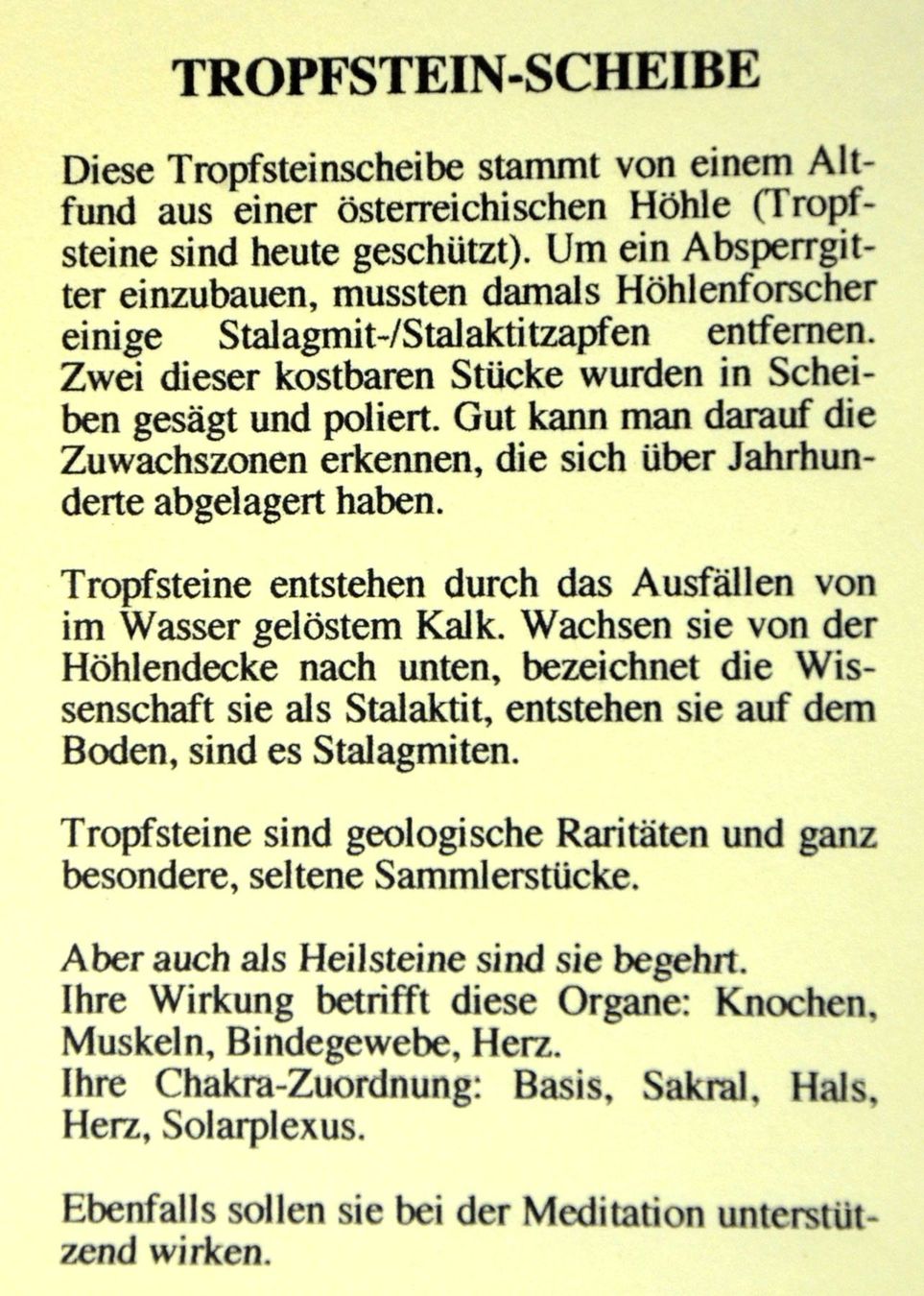 Minerali & Pietre curative: TROPFSTEIN-SCHEIBEN – Nuovo (secondo la descrizione) da Laupen ZH venduto da Coron 1