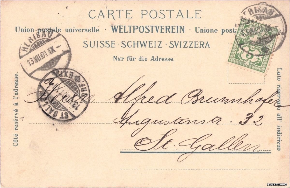 Cartoline postali: Herisau // 1901 Gesamtansicht – Usato da Basel venduto da intermezzo12 1