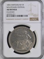 5 Franken 1855 Schützentaler Solothurn, NGC AU!!!