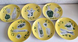 Vintage 6 Fondueteller 6 Assiettes à Fondue -C87
