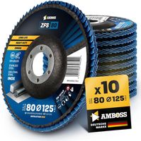 10x Fächerscheibe 125mm K80 Stahl Edelstahl Polieren AMBOSS
