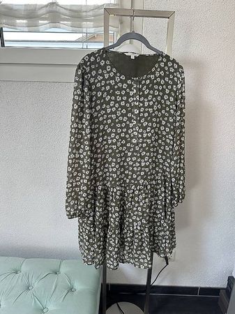 Tom Tailor Blümchen Kleid, Gr. L, Khaki - Sommerlich!