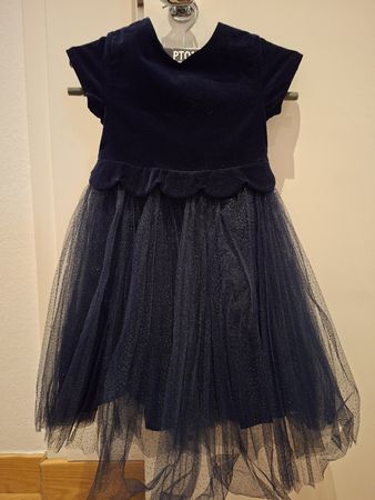 Jacadi Navy Velvet & Tulle Party Dress - Size 3A (96cm)