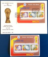 1982 Malta -Fussballweltmeisterschaft Spanien FDC + Block**