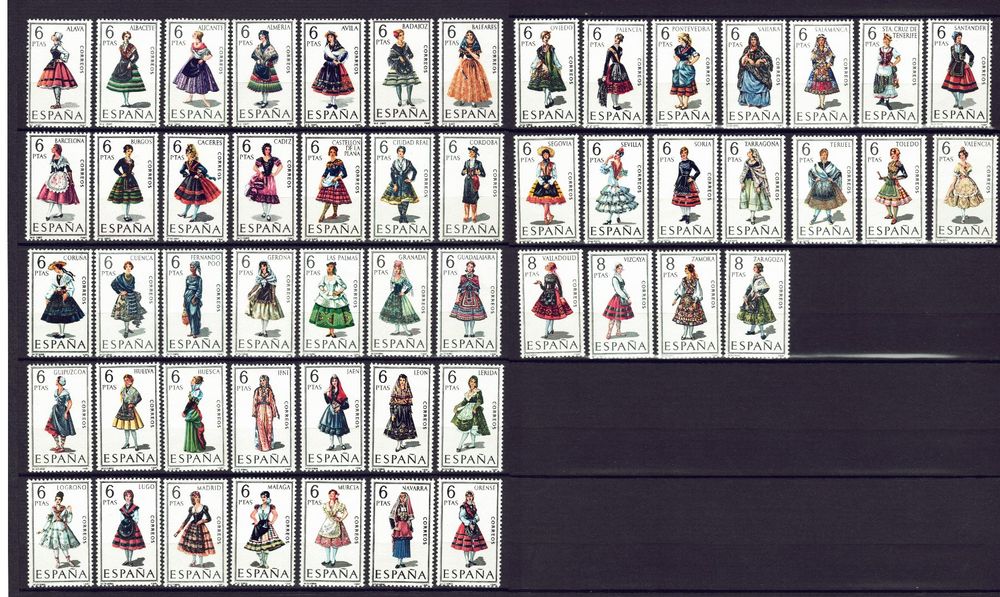 Spanien Briefmarken 1967 – Komplett Ausgabe Trachten, Radiologie, Union, Postfrisch MNH