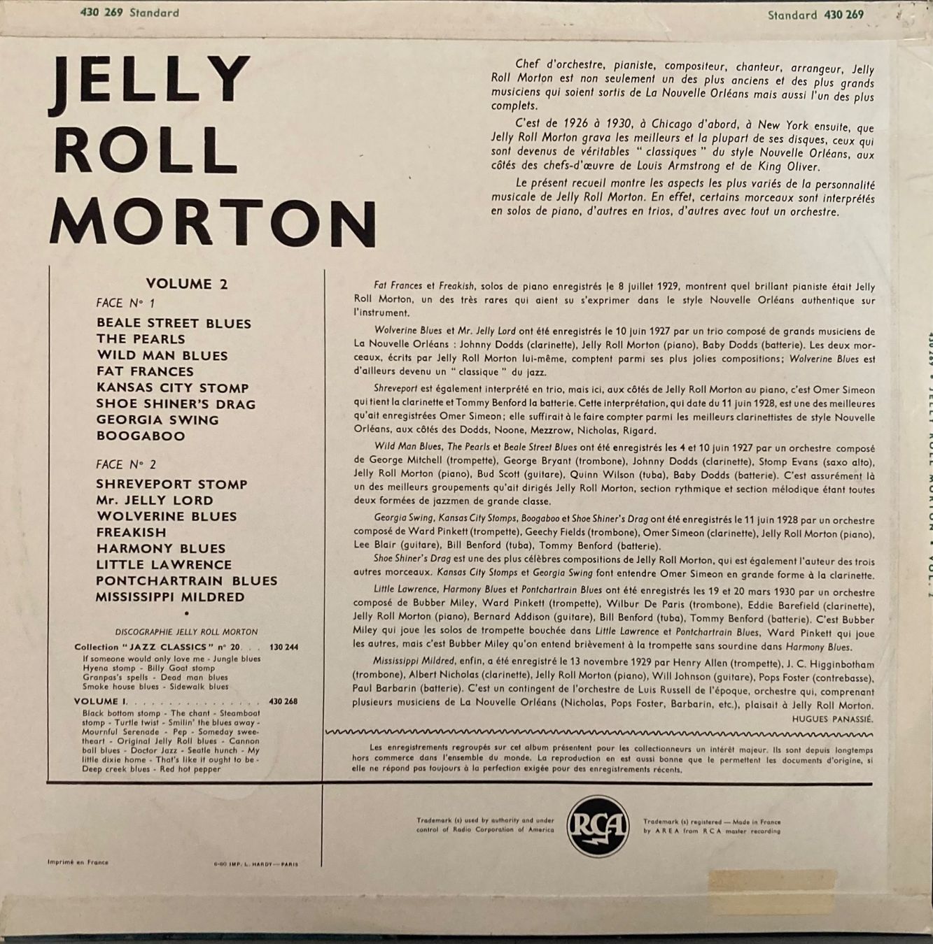 Schallplatten: JELLY ROLL MORTON - VOLUME 2 – Gebraucht aus Poliez-Pittet von Newtown-Records 1