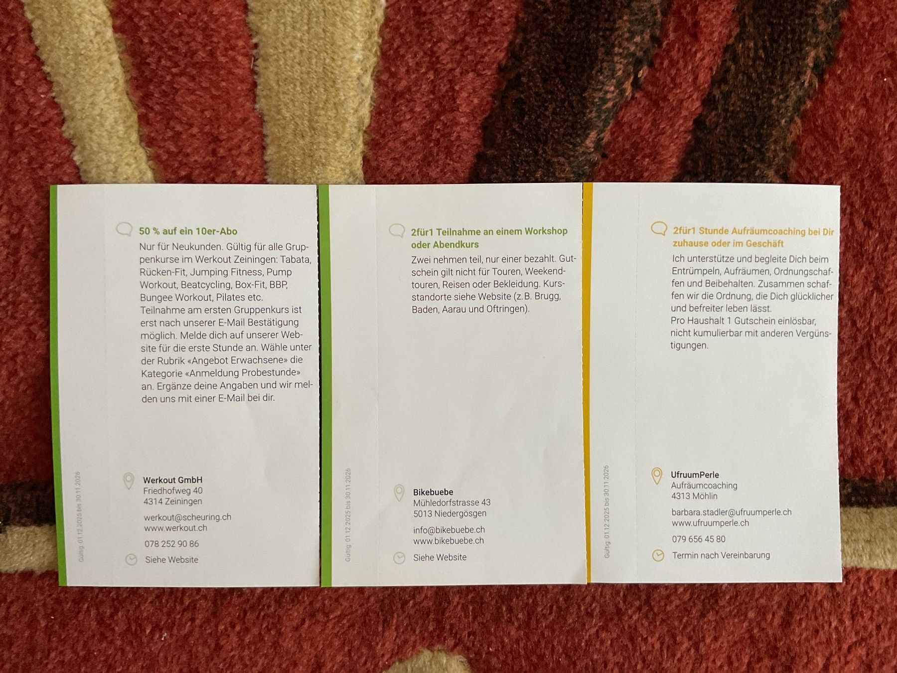 Gutscheine: 7 bons de réductions à diverses endroits – Neu (gemäss Beschreibung) aus Düdingen von Yellow 6