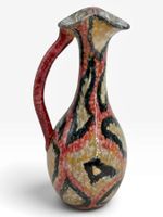Ancienne cruche-vase en céramique d’art émaillée multicolore