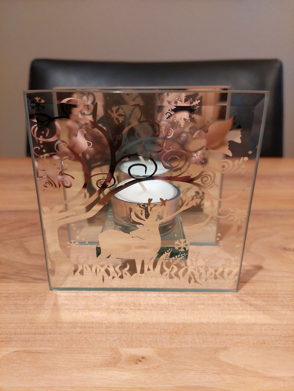 Kerzenständer: Raffinierter Glas-Kerzenhalter mit Spiegel – Gebraucht aus Brunnen von Livianda 1