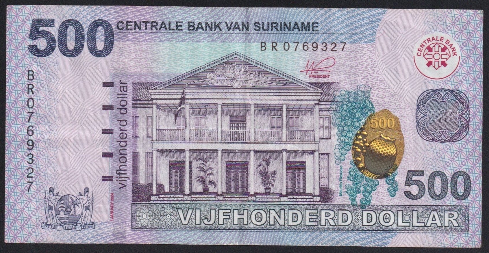 Banknoten: Suriname 500 Dollar 2024 – Gebraucht aus Brugg AG von banknoten_muesli