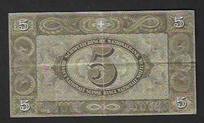 Billets de banque: CH  -  5  Fr.  1942  Gebraucht – D'occasion à Gordola par coinsandnotes 1