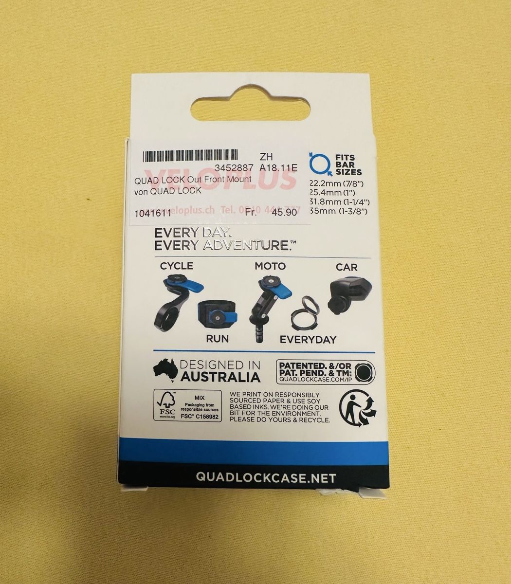 Quad Lock Staffe: Quad Lock Out Front Mount – Usato da Sempach venduto da SwissRidy89 1