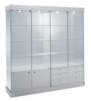 Glasvitrine, ESG Glas, Silber, LED (B.182cmxT.46cmxH.188cm)