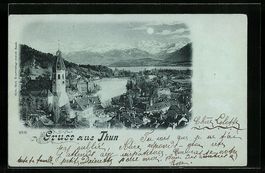 Mondschein-AK Thun, Panorama, 1898