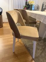 7 moderne Esszimmerstühle  Beige/Gold