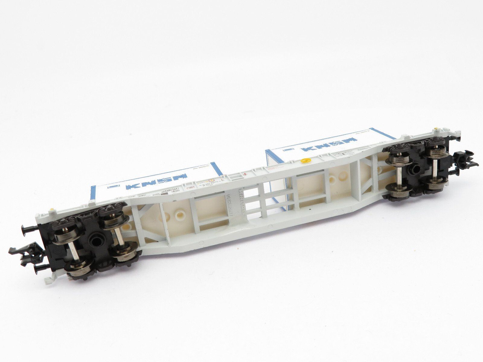 Fleischmann Modellini di ferrovie: Minitrix Spur N 4achs. Flachwagen mit 2x Container "KNSM" – Usato da Unterengstringen venduto da b.kaiser81 2