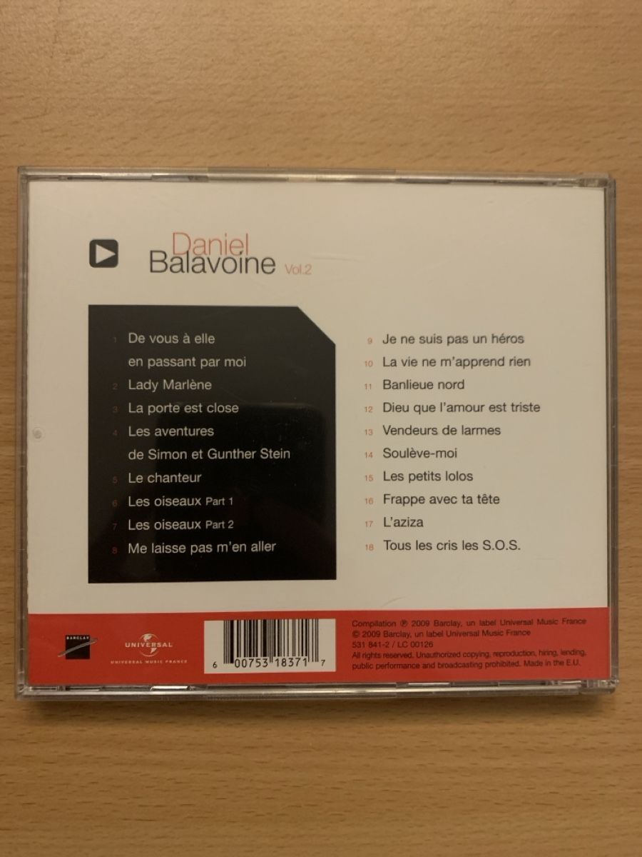 CDs: CD Daniel Balavoine Master Serie Vol 2 – D'occasion à Salavaux par Lune_Diurne 1