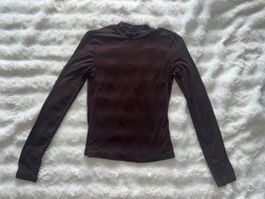 Dunkelbraunes Langarmshirt, Viscose, Gr.S