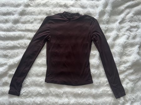 Dunkelbraunes Langarmshirt, Viscose, Gr.S