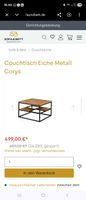 Couchtisch Eiche Massiv Holz Metall Gestell Industrial Desig