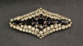 Grosse Strass-Brosche schwarz/grau