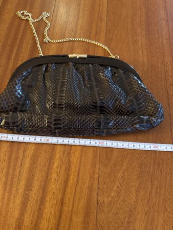 Vintage Snakeskin Clutch Bag with Chain - Fall Style!