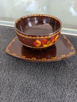 Vintage russische Schale mit Untersetzer