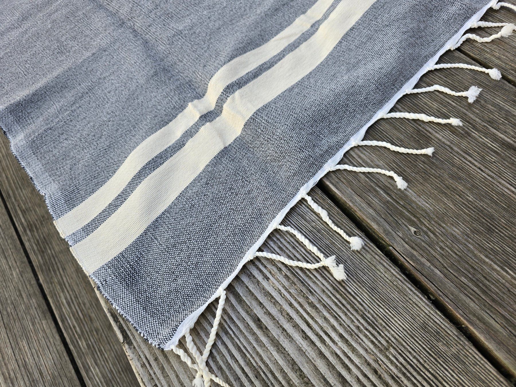 Badetücher: Fouta: Hammamtuch graucharbon/blanc cassé-ANGEBOT – Neu (gemäss Beschreibung) aus Romanshorn von Rachacha 2