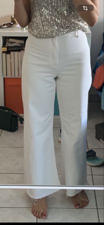 Pantaloni bianchi larghi vita alta donna Tg 38