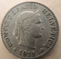 Schweizer 10 Rappen Münze, Jahrgang 1911