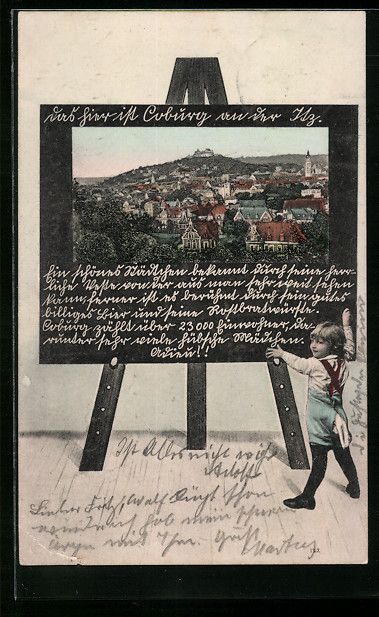Cartoline postali: Schultafel-AK Coburg /Itz, Ortsansicht m – Usato da Berlin venduto da bartko-reher