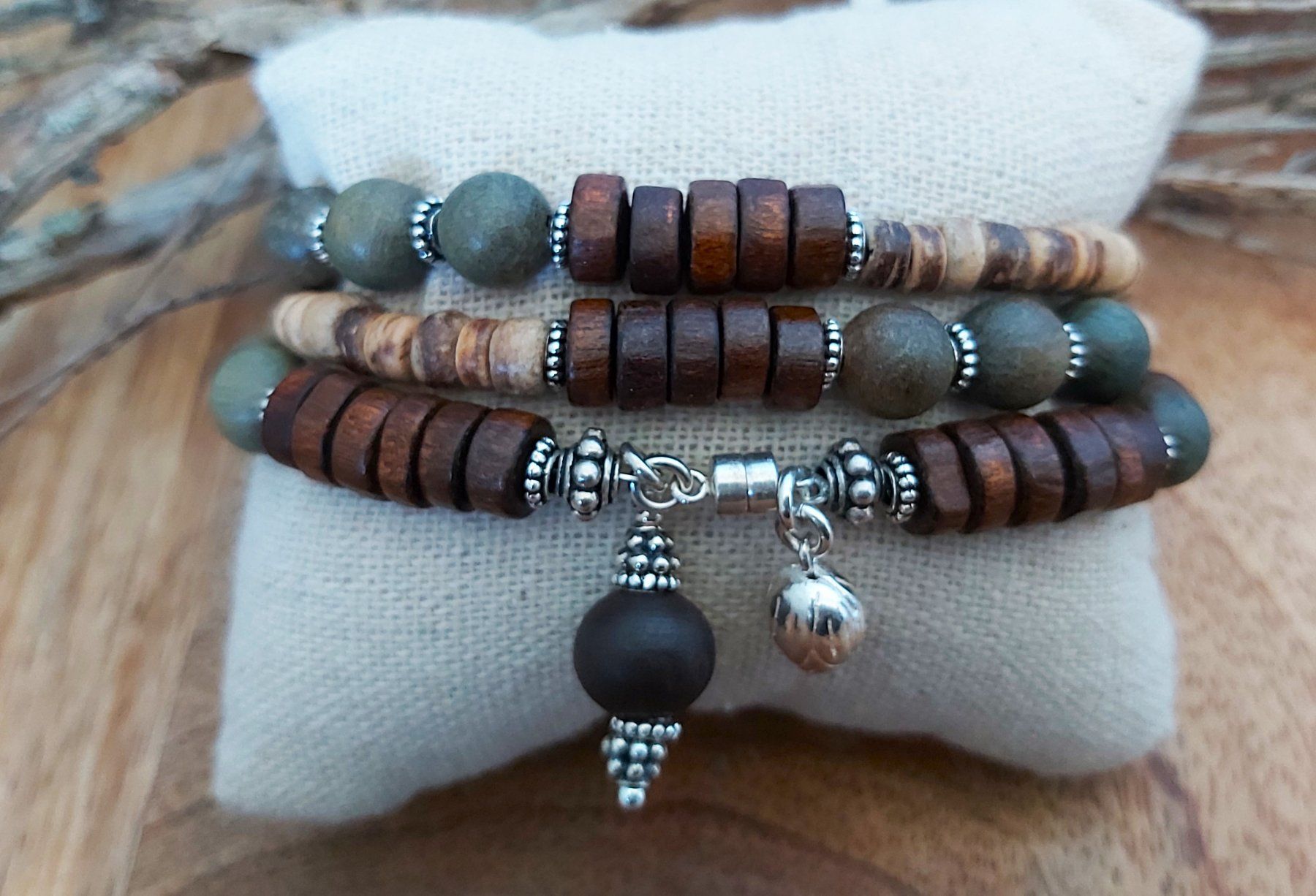 Bracciali & Braccialetti: ELLA - Holzarmband - Sterling Silber - hellbraun-dunkelbraun – Nuovo e nell'imballaggio originale da Mühlethal venduto da nicita-modeschmuck 2