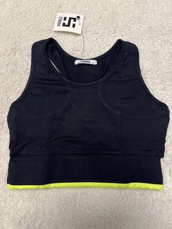 Brassière sport Stroida noire/jaune fluo, M, neuve