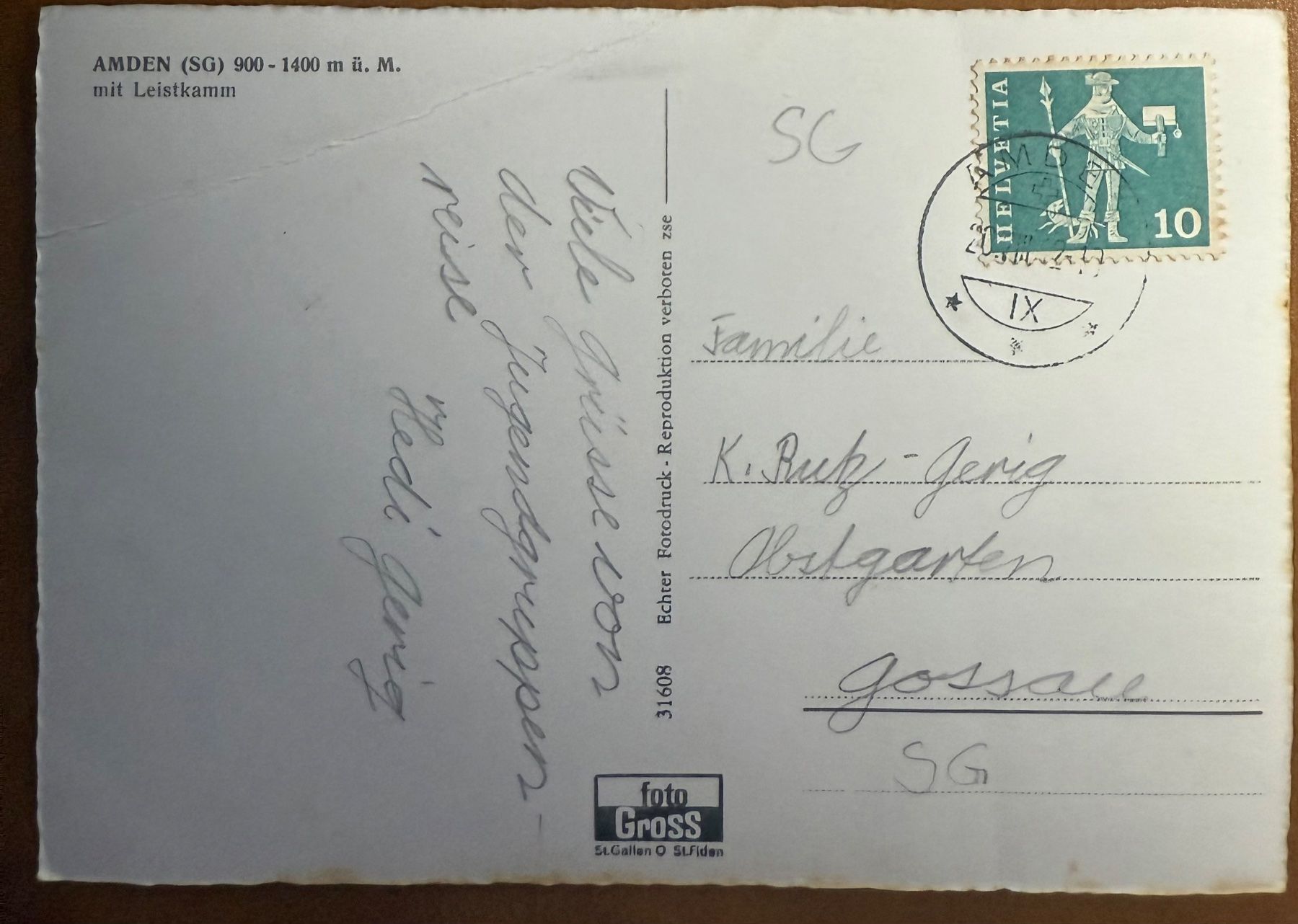 Cartoline postali: Amden mit Leistkamm 1962 – Usato da Lutry venduto da Ediego 1