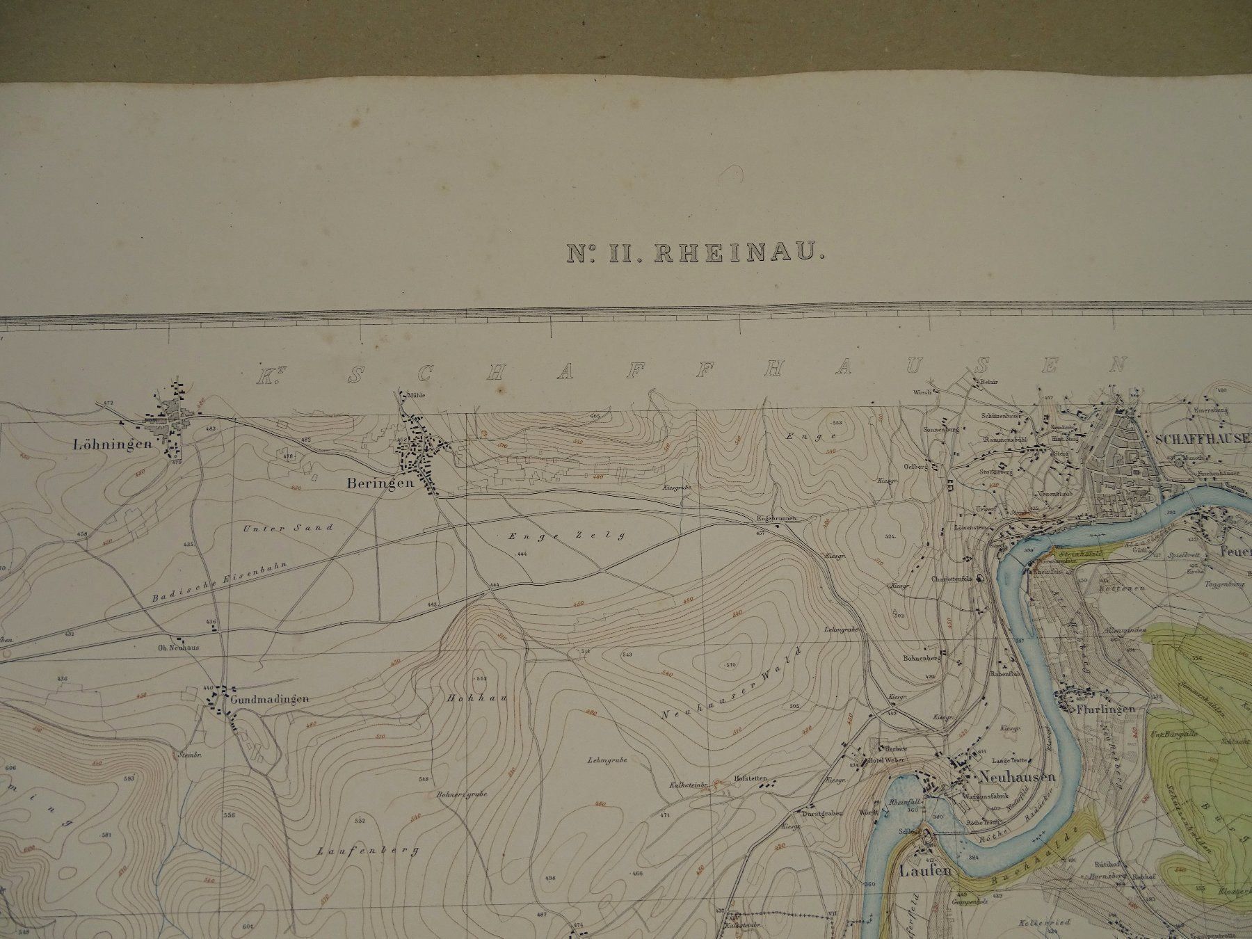 Cartine & Atlanti: RHEINAU, BENKEN, DACHSEN,  1865 – Usato da Grüningen venduto da Kartensammler 3