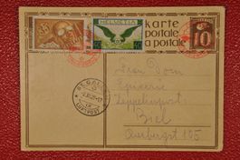 1929 F6+F15 Zeppelinflug Schweizerflug Postkarte