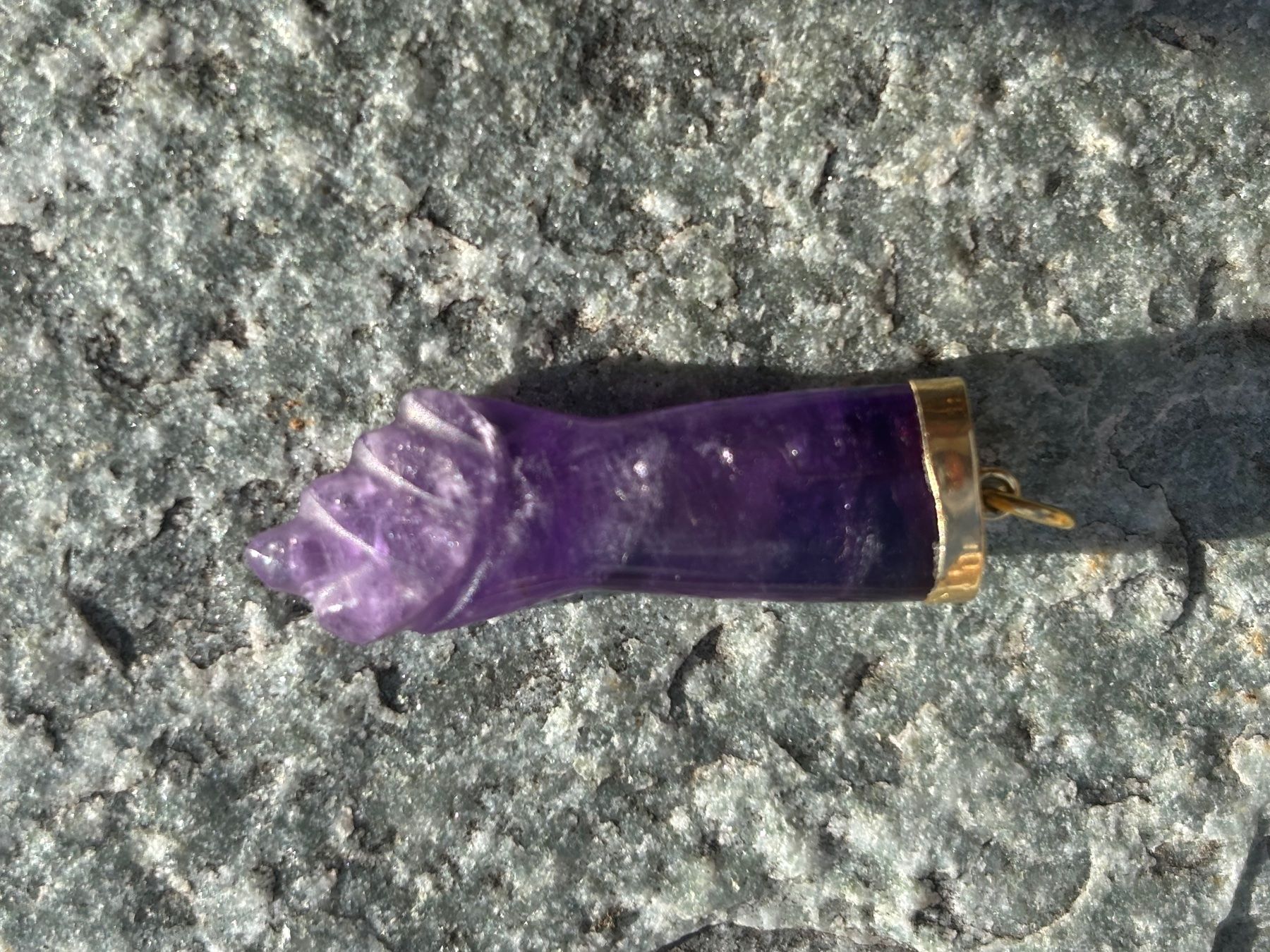 Ciondoli: Pendentif main de Figa en Or et Améthyste – Usato da Zürich venduto da nepomucene2013 5