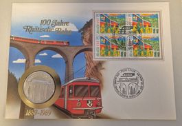 Numisbrief 100 Jahre Rhätische Bahn mit Silber ab 1 Fr.