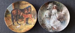 2 Assiettes décoratives chevaux, Royal Worcester, 1991