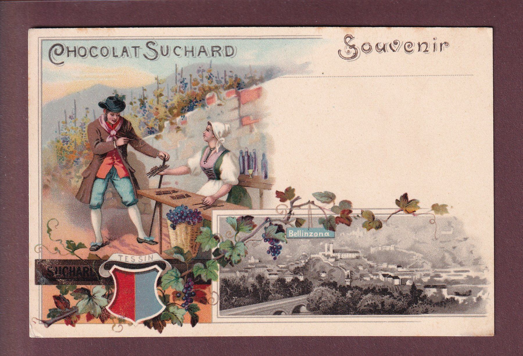Cartes postales: BELLINZONA - Souvenir - Chocolat Suchard – D'occasion à Pully par nicecards