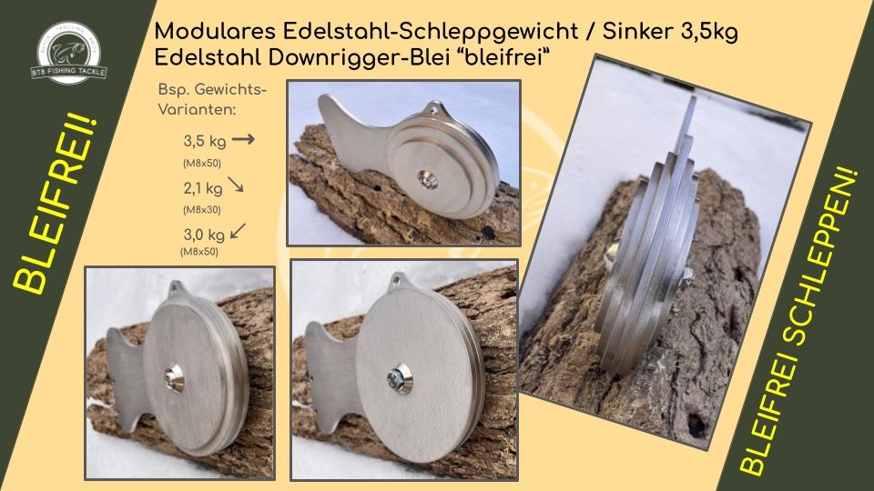 Esche: Schleppgewicht aus Edelstahl - Trolling / Schleppfischen – Nuovo e nell'imballaggio originale da Wolhusen venduto da BTB_FishingTackle 5