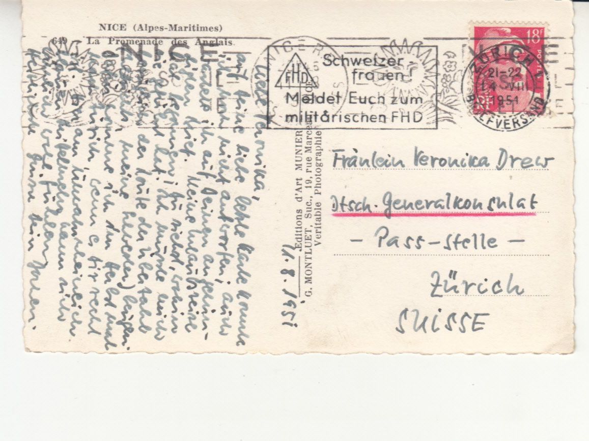 Cartoline postali: Nizza 1951 – Usato da Bürglen TG venduto da StampGraf 1