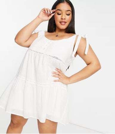 Asos Design Curve Kleid / langes Top Baumwolle weiss Gr. 54